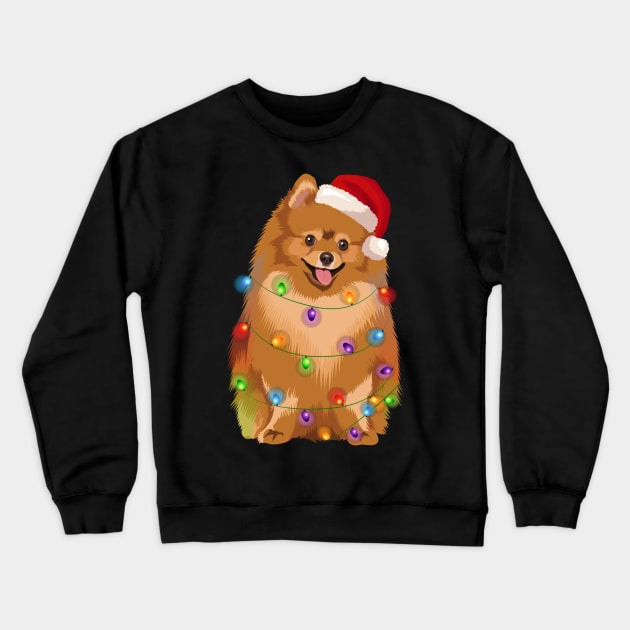 Pomeranian Christmas Lights Xmas Pom Dog Lover Crewneck Sweatshirt by magazin